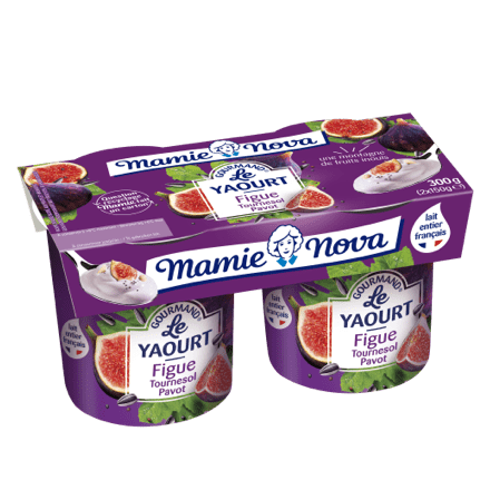 Mamie Nova - Packaging Yaourt Gourmand® aux fruits Figue Tournesol Pavot