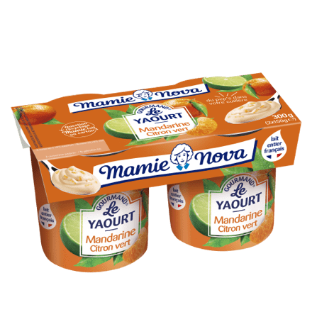 Mamie Nova - Packaging Yaourt Gourmand® aux fruits Mandarine Citron Vert