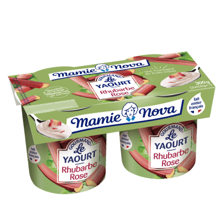 Mamie Nova - Packaging Yaourt Gourmand® aux fruits Rhubarbe Rose